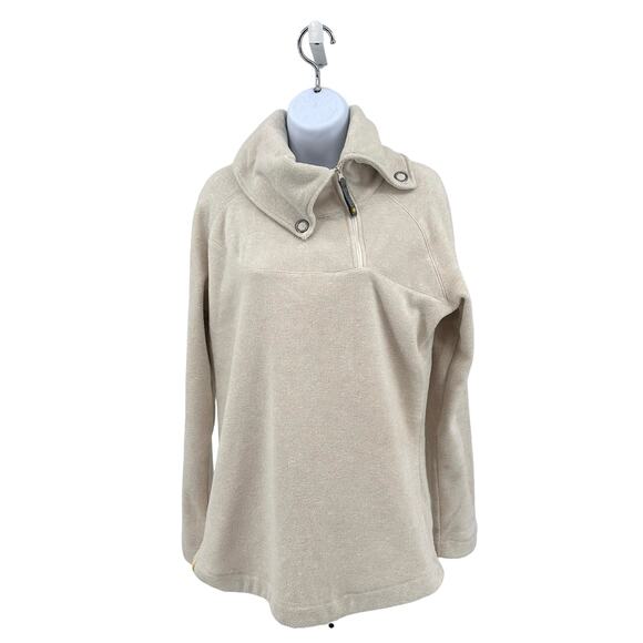 Lole WMNS Tan Sweater Fleece Pullover Long Sleeve Zip Up Mock Neck Collared Warm - Picture 1 of 5